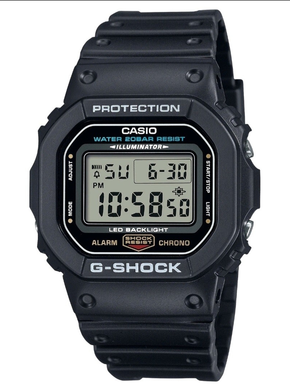 Casio G-Shock Black Digital Resin Watch with Silver Accents